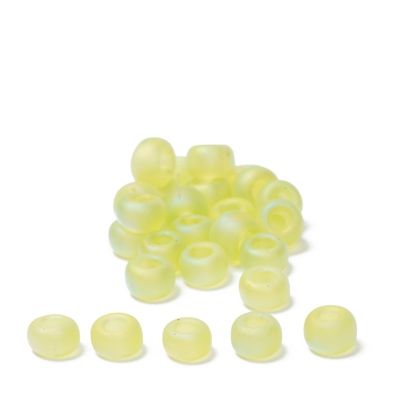 6/0 perles de rocaille Miyuki, rondes (env. 4 mm), couleur : Chartreuse Matte Transparent AB, env. 20 gr 