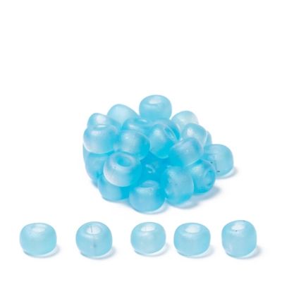 6/0 perles de rocaille Miyuki, rondes (environ 4 mm), couleur : Light Blue Matte Transparent AB, 20 gr. 