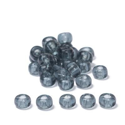 6/0 Miyuki Rocailles beads, round (approx. 4 mm), colour: Grey Transparent, 20 gr. 