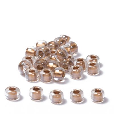 6/0 Miyuki Rocailles beads, round (approx. 4 mm), colour: Metallic Gold-Lined Crystal, approx. 20 gr 