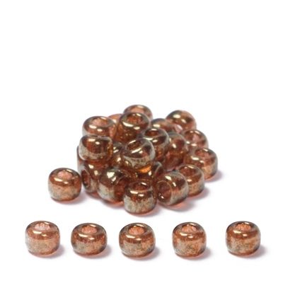 6/0 Miyuki Rocailles beads, round (approx. 4 mm), colour: Topaz Gold Luster, 20 gr. 