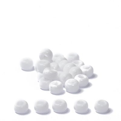 6/0 Miyuki Rocailles beads, round (approx. 4 mm), colour: White Opaque, approx. 20 gr. 