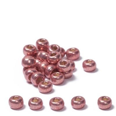 6/0 Miyuki Rocailles beads, round (approx. 4 mm), colour: Dark Coral Galvanized, 20 gr. 