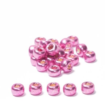 6/0 Miyuki Rocailles beads, round (approx. 4 mm), colour: Hot Pink Galvanized, 20 gr. 