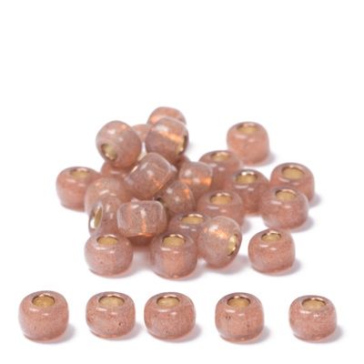 6/0 perles de rocaille Miyuki, rondes (env. 4 mm), couleur : Rose Bronze Silver-Lined Alabaster, env. 20 gr 