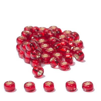 8/0 perles de rocaille Miyuki, rondes (env. 3 mm), couleur : Ruby Silver-Lined, env. 22 gr 