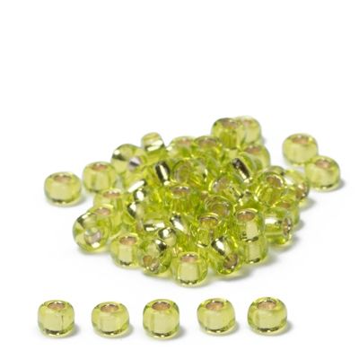 8/0 Miyuki Rocailles beads, Round (approx. 3 mm), Colour: Chartreuse Silver-Lined, approx. 22 gr 