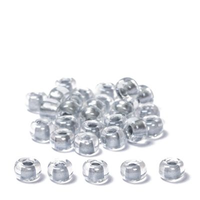 8/0 perles de rocaille Miyuki, rondes (env. 3 mm), couleur : Sparkle Pewter-Lined Crystal, env. 22 gr 