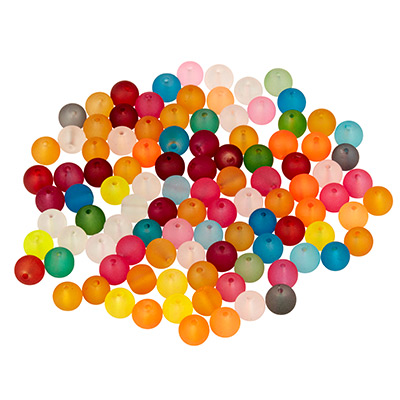Glasperlen-Mix, Kugel, 8 mm, transparent matt, multicolor, 100 Stück 
