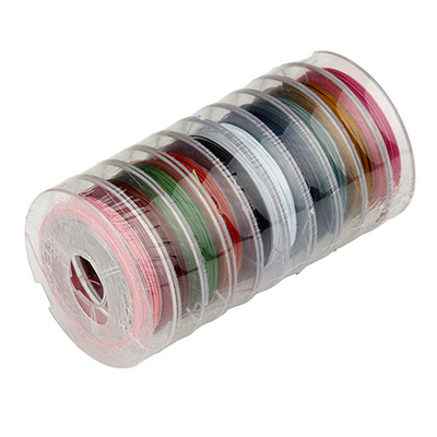 10 rolls of jewellery wire, diameter 0.38 mm, length per roll 10 metres, assorted colours 