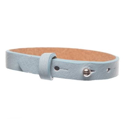 Milano leather bracelet for slider beads, width 10 mm, length 25 cm, blue bell 