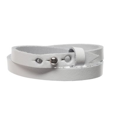 Berlin leather bracelet for slider beads, width 8 mm, length 40 cm, white 