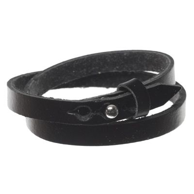 Berlin leather bracelet for slider beads, width 8 mm, length 40 cm, black 