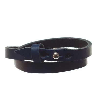 Berlin leather bracelet for slider beads, width 8 mm, length 40 cm, dark blue 