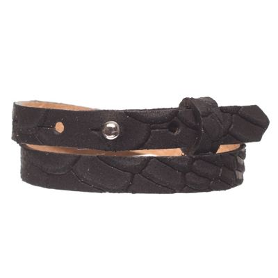 Animalprint Lizard Leather Bracelet for Slider Beads, width 10 mm, length 39 - 40 cm, black 