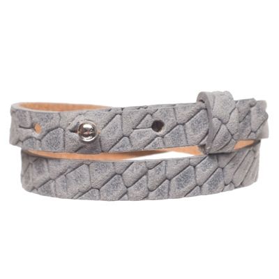 Animalprint Lizard Leather Bracelet for Slider Beads, width 10 mm, length 39 - 40 cm, grey 