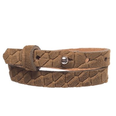 Animalprint Lizard Leather Bracelet for Slider Beads, width 10 mm, length 39 - 40 cm, terra 