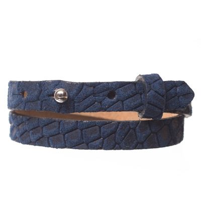 Animalprint Lizard Leather Bracelet for Slider Beads, width 10 mm, length 39 - 40 cm, dark blue 