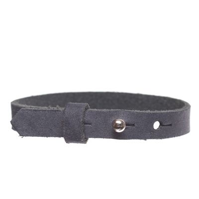 Craft leather bracelet for slider beads, width 10 mm, length 25 cm, navy 