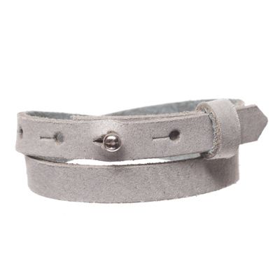 Craft leather bracelet for slider beads, width 10 mm, length 39 - 40 cm, ice 