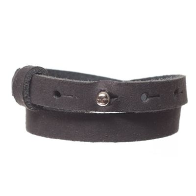 Craft leather bracelet for slider beads, width 10 mm, length 39 - 40 cm, black 
