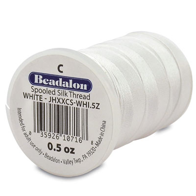 Beadalon soie perlée C, diamètre 0,27 mm, blanc, quantité 14,2 grammes 