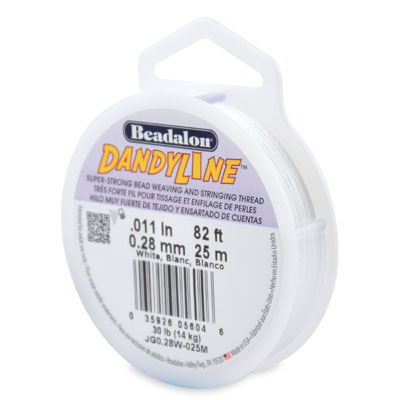 Beadalon Dandyline, 0.28 mm, white, 25 metres 