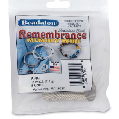 Beadalon Memory-Wire pour bagues de doigt, argenté, 7 grammes (environ 49 tours) 