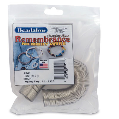 Beadalon Memory-Wire for finger ring, silver-coloured, 28.35 grams (approx. 195 turns) 