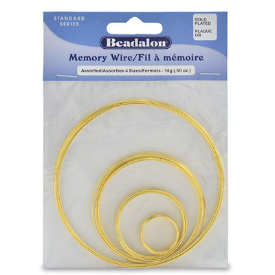 Beadalon Memory-Wire Set, 4 different sizes, gold-coloured, 14 grams 
