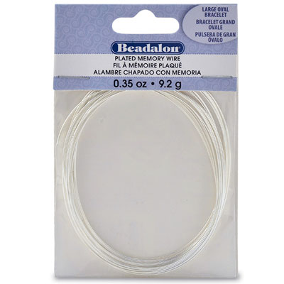 Beadalon Memory-Wire für Armreifen, oval, groß, versilbert, 10 Gramm (ca. 20 Windungen) 