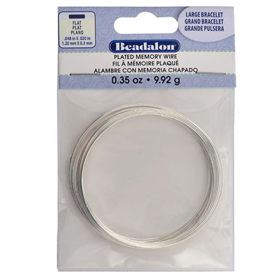 Beadalon Memory-Wire pour bracelets, grand, plat, argenté, 10 grammes (env. 12 tours) 