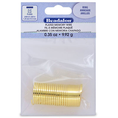 Beadalon Memory-Wire für Fingerringe, flach, goldfarben, 10 Gramm (ca. 33 Windungen) 