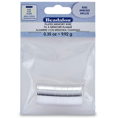 Beadalon Memory-Wire für Fingerringe, flach, versilbert, 10 Gramm (ca. 33 Windungen) 