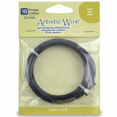 Beadalon Artistic Wire (Modellierdraht), 10 Gauge (2,6 mm), Farbe: Schwarz, Rolle mit 5 ft (1,5 m) 