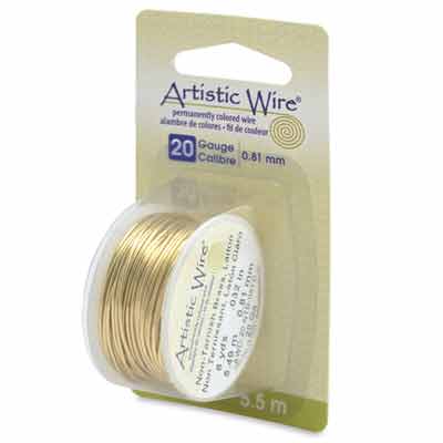 Fil à modeler Beadalon Artistic Wire, épaisseur de fil 0,81 mm (20 Gauge), couleur : laiton, rouleau de 5,5 m (6 yd) 
