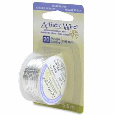 Beadalon Artistic Wire (modelling wire), 20 gauge (0.81 mm), silver-plated, roll with 6 yd (5.5 m) 