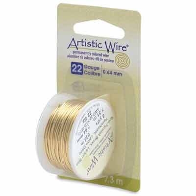 Fil à modeler Beadalon Artistic Wire, épaisseur de fil 0,64 mm (22 Gauge), couleur : laiton, rouleau de 7,3 m (8 yd) 