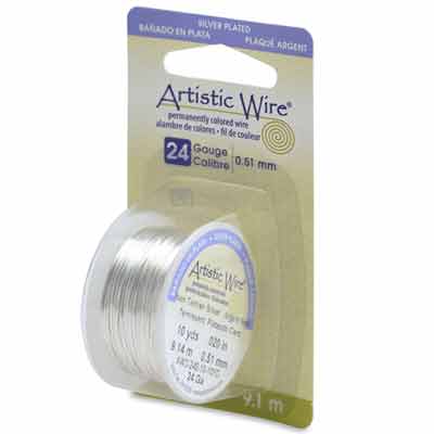 Beadalon Artistic Wire (fil à modeler), 24 Gauge (0,51 mm), argenté, rouleau de 10 yd (9,1 m) 