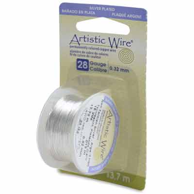Beadalon Artistic Wire (modelling wire), 28 gauge (0.32 mm), silver-plated, roll with 15 yd (13.7 m) 