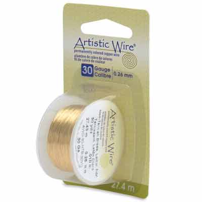 Beadalon Artistic Wire (boetseerdraad), gauge 30 (0,26 mm), kleur: messing, rol met 30 yd (27,4 m) 