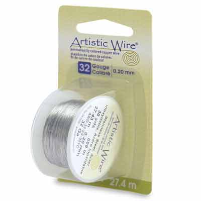 Beadalon Artistic Wire (modelling wire), 32 gauge (0.20 mm), silver-plated, roll with 30 yd (27.4 m) 