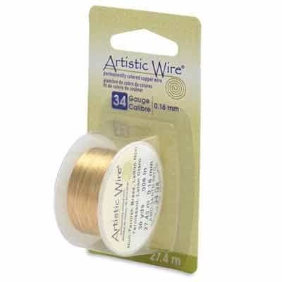 Beadalon Artistic Wire (modelling wire), 34 gauge (0.16 mm), colour: brass, roll with 30 yd (27.4 m) 
