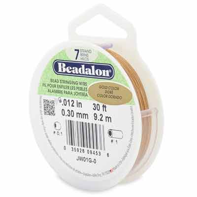 Beadalon 7 Strand Bead Stringing Wire, 0.012 in (0.30 mm), colour: gold, length 30 ft (9.2 m) 