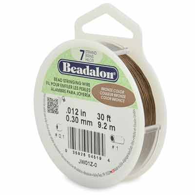 Beadalon 7 Strand Bead Stringing Wire (fil pour perles) en acier inoxydable, 0,012 in (0,30 mm), couleur : bronze, 30 ft (9,2 m) 