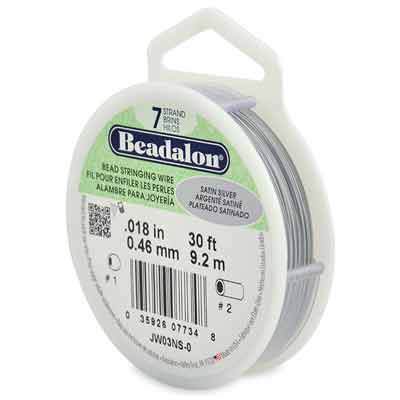 Beadalon 7 Strand Stainless Steel Bead Stringing Wire, 0.018 in (0.46 mm), colour: silver (Satin Silver), 30 ft (9.2 m) 