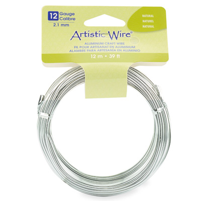 Beadalon Artistic Wire, Modellierdraht Aluminum Craft Wire, Durchmesser: 2,1 mm (12 Gauge), Rund, Farbe: silber, Länge: 12 m (39.3 ft) 