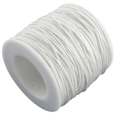 Waxed cotton ribbon, white, diameter 1 mm, length 74 m 