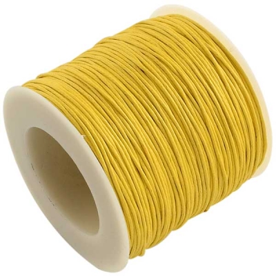 Waxed cotton ribbon, yellow, diameter 1 mm, length 74 m 