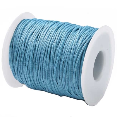 Waxed cotton ribbon, turquoise blue, diameter 1 mm, length 74 m 